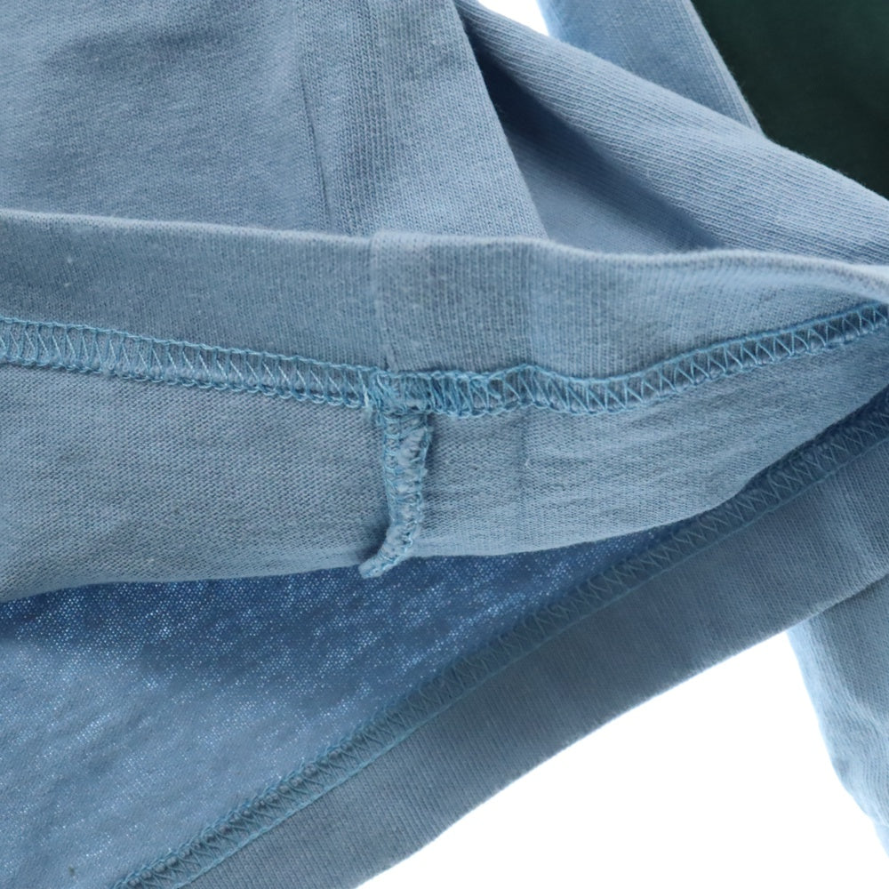 RAVENIK(レイヴニック) 異素材切り替え アームデザイン クルーネック ロングスリーブ 長袖Tシャツ カットソー ライトブルー