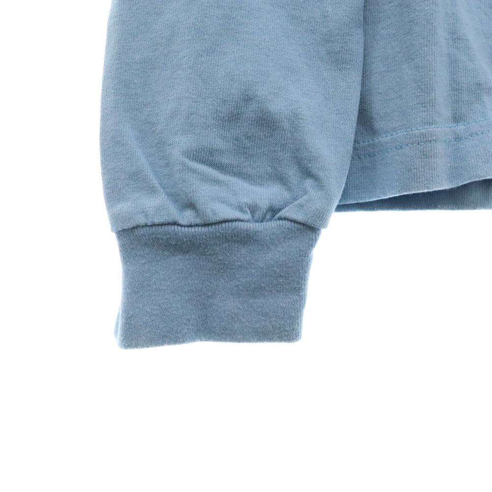 RAVENIK(レイヴニック) 異素材切り替え アームデザイン クルーネック ロングスリーブ 長袖Tシャツ カットソー ライトブルー