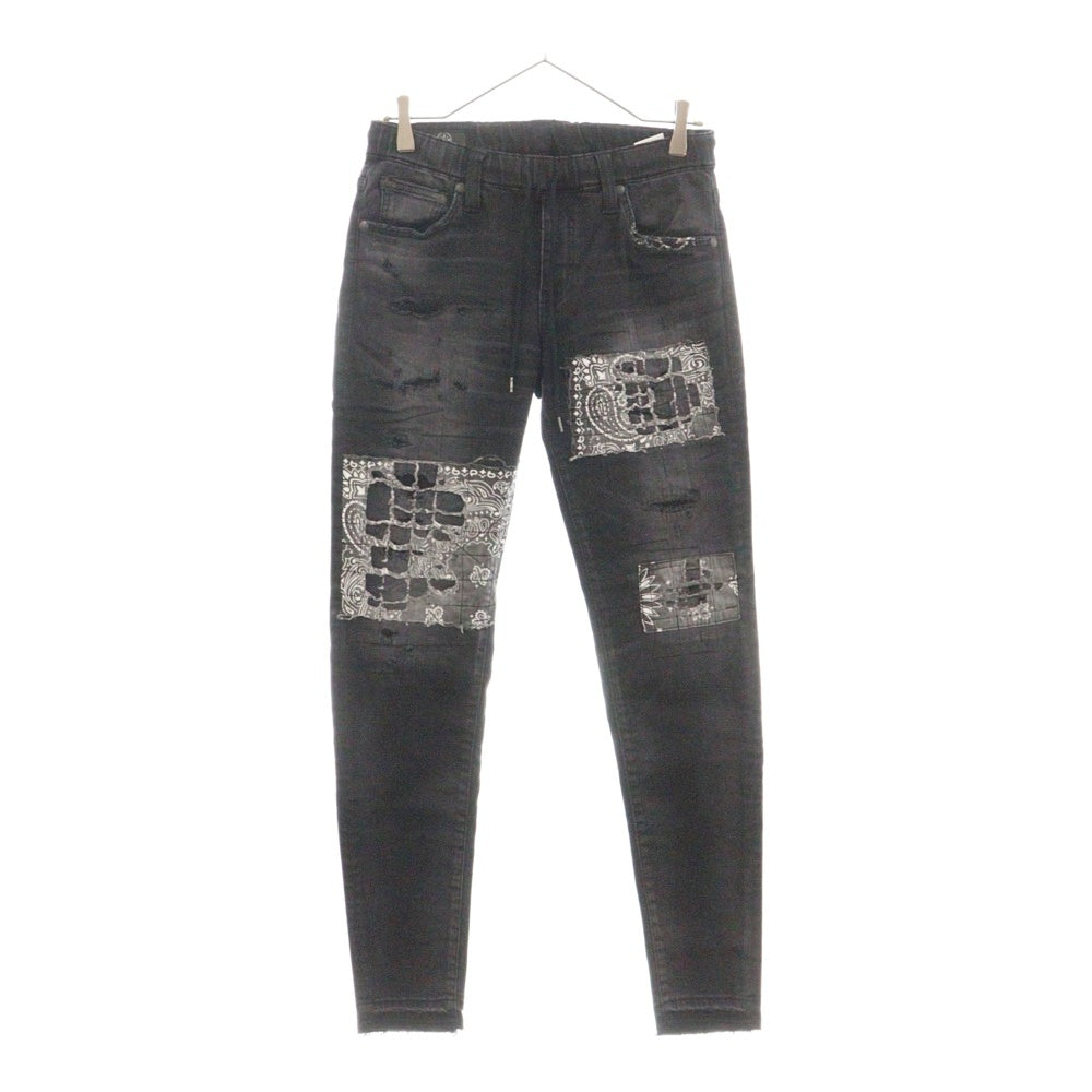 BIGJOHN(ビッグジョン) ×SURT TAPERED SLIM JOGGER サート バンダナパッチワーク コットン テーパード スリム ジョガーパンツ ブラック MXSR01M