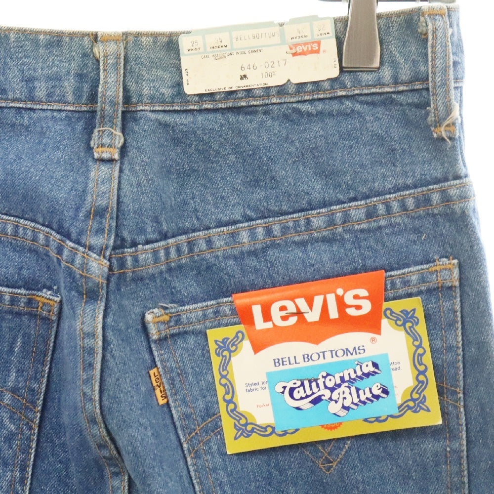 Levi's(リーバイス) 80S VINTAGE ヴィンテージ 646-0217 日本製 オレンジタグ スモールe ボタン裏刻印J02 ジップフライ ベルボトム デニムパンツ インディゴ フラッシャー付き