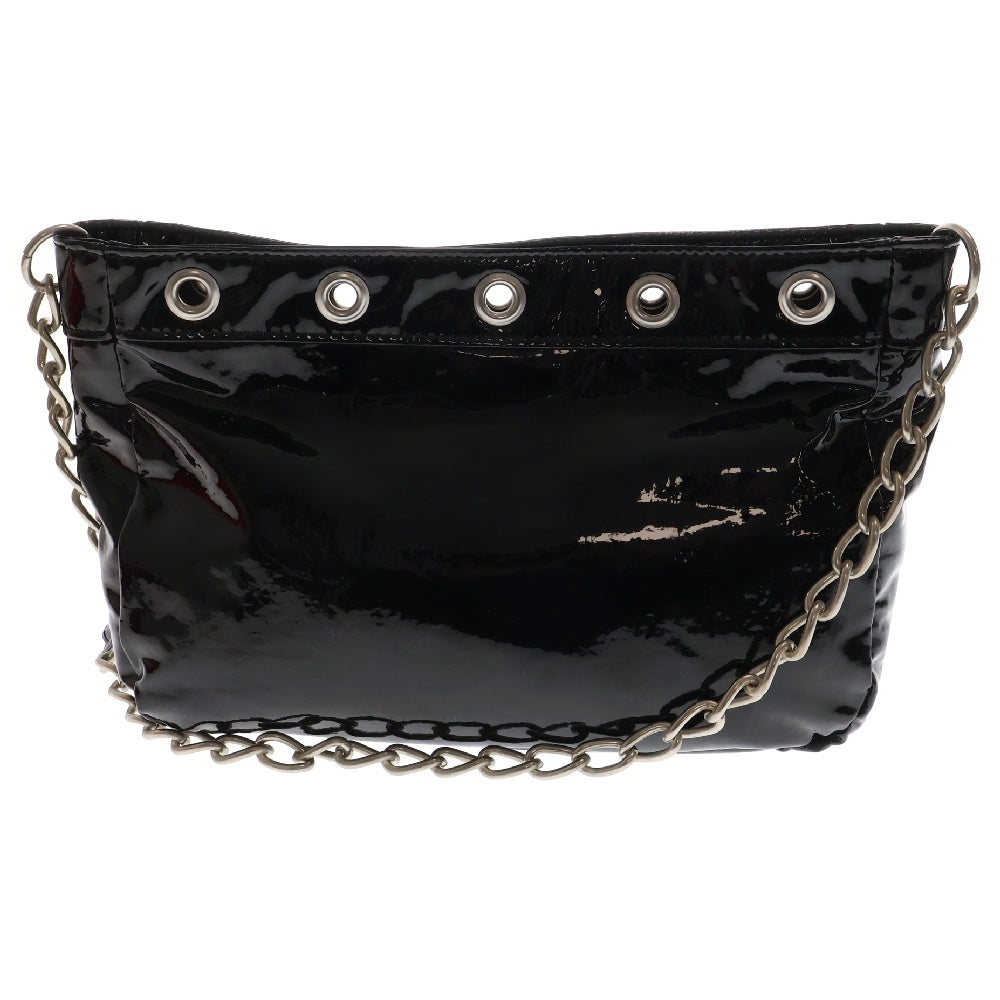 tricot COMME des GARCONS(トリコ コム デ ギャルソン) 15AW フェイクパテントレザー ハトメデザイン タータンチェックライニング チェーンショルダーバッグ ブラック レディース TP-K 202