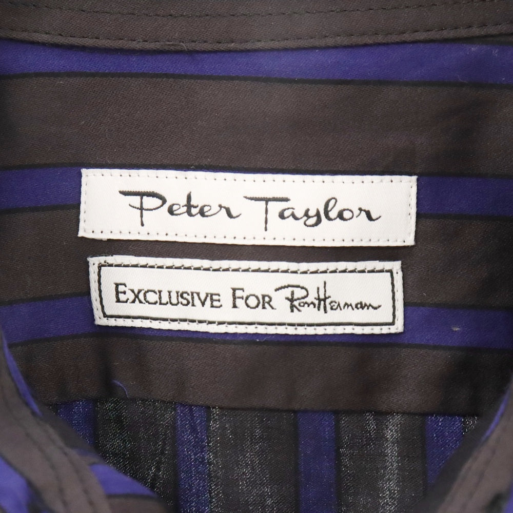 PETER TAYLOR(ピーターテイラー) Ron Herman別注 長袖ストライプシャツ ブラック/ブルー 2820700112