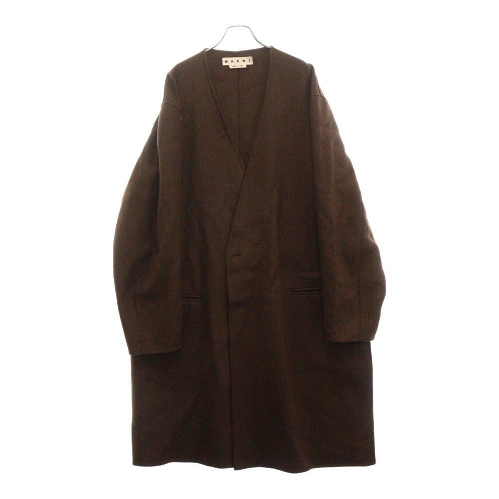 MARNI(マルニ) ノーカラー タイロッケン ウール コート ブラウン 25AH000547023 725002807