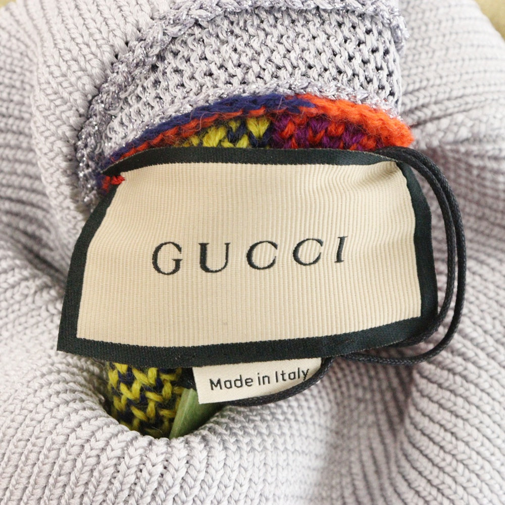 GUCCI(グッチ) Logo Jacquard Knitted Vest ベスト切替 タートルネック 長袖ラメニットセーター マルチ 724770 XKCWH
