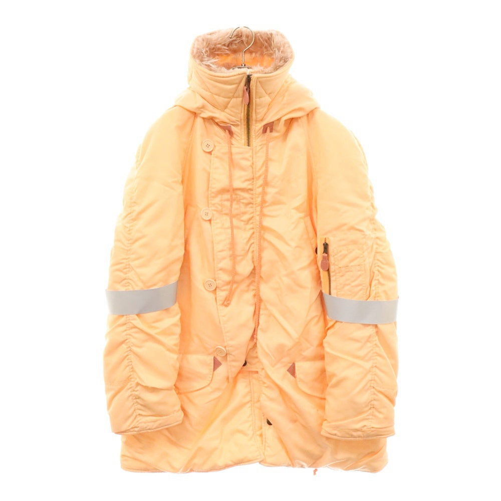 MM6 Maison Margiela(エムエムシックスメゾンマルジェラ) 22AW アームリフレクティブ ナイロン中綿フーデッドコート ジャケット ピンク レディース S62AN0077