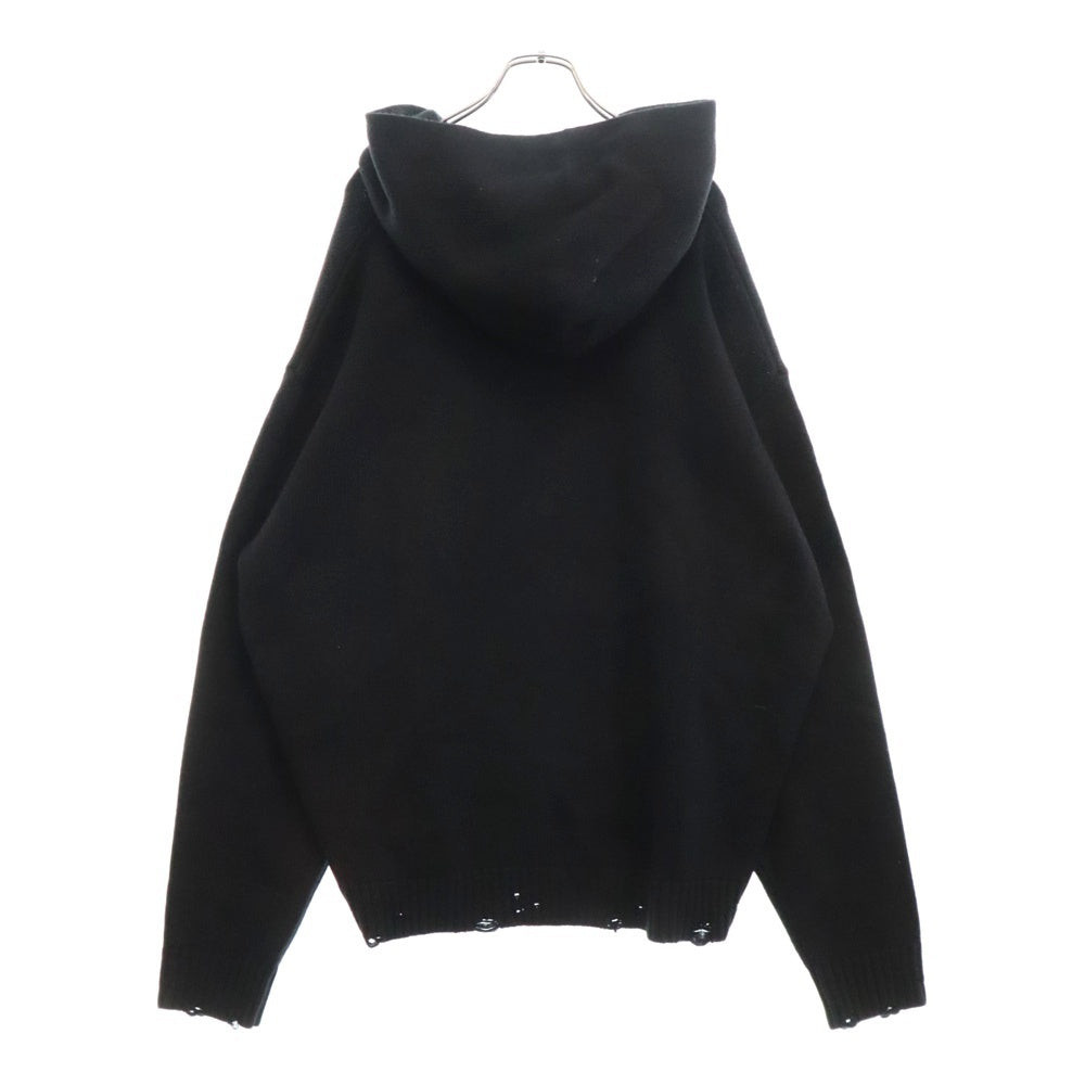 NIKE(ナイキ) JORDAN BRAND M J AMM HOODIE SWEATER フロントロゴ刺繍 ウール ニット プルオーバーパーカー ブラック FN0611-010