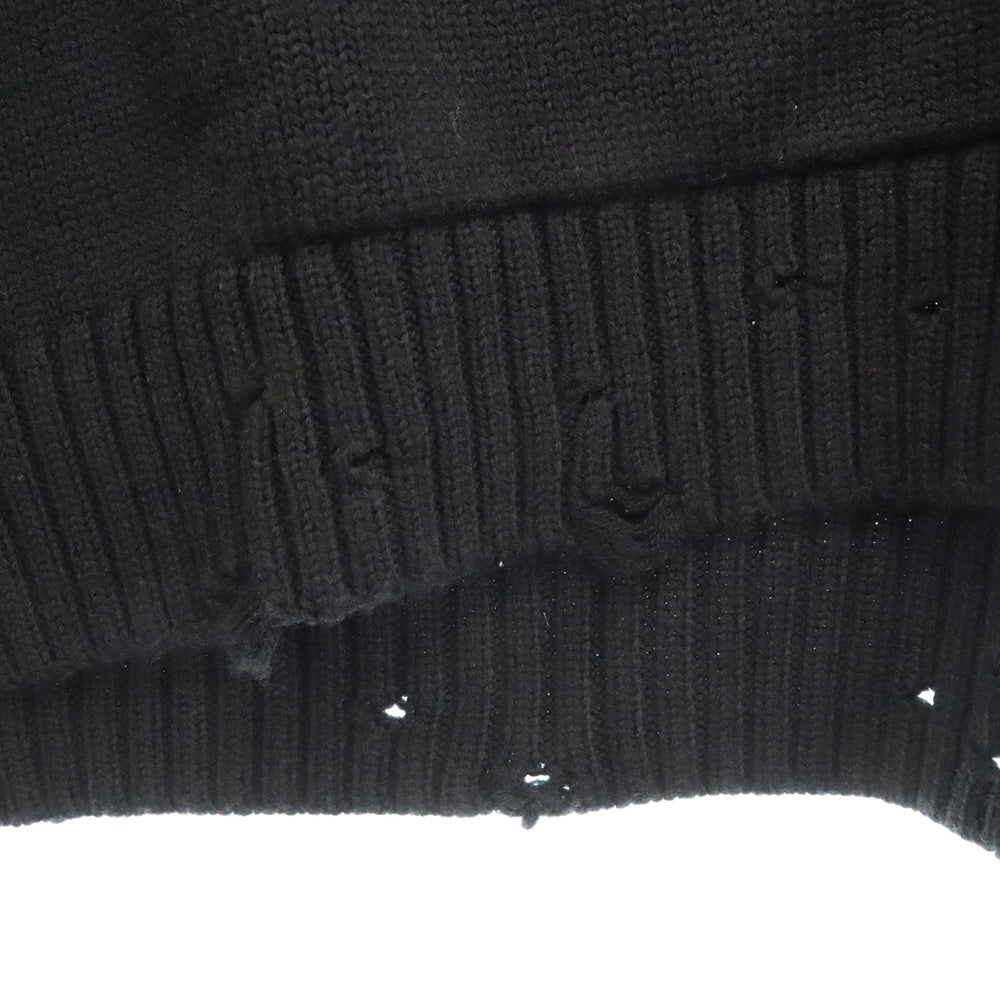 NIKE(ナイキ) JORDAN BRAND M J AMM HOODIE SWEATER フロントロゴ刺繍 ウール ニット プルオーバーパーカー ブラック FN0611-010