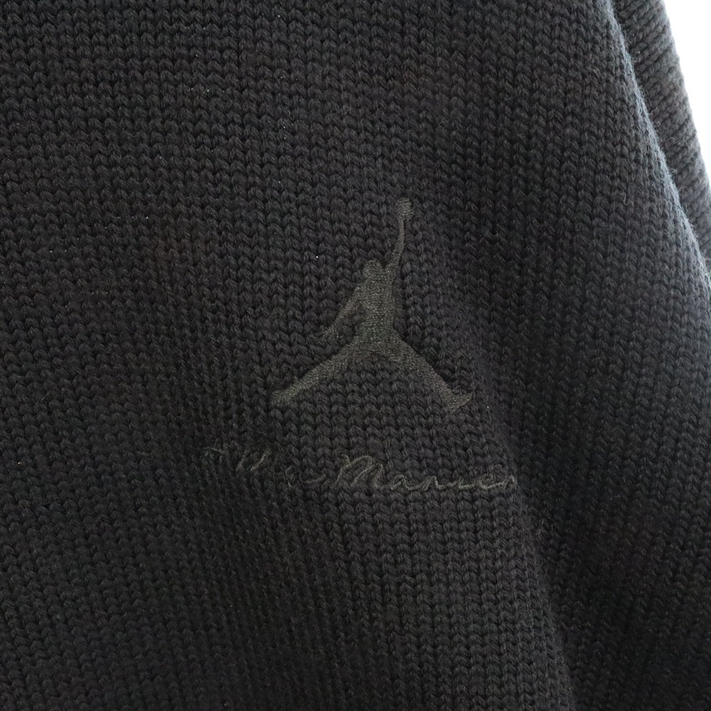 NIKE(ナイキ) JORDAN BRAND M J AMM HOODIE SWEATER フロントロゴ刺繍 ウール ニット プルオーバーパーカー ブラック FN0611-010