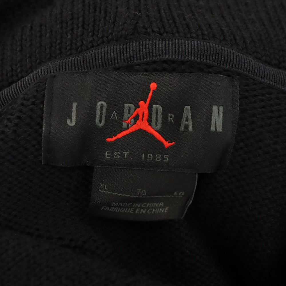 NIKE(ナイキ) JORDAN BRAND M J AMM HOODIE SWEATER フロントロゴ刺繍 ウール ニット プルオーバーパーカー ブラック FN0611-010