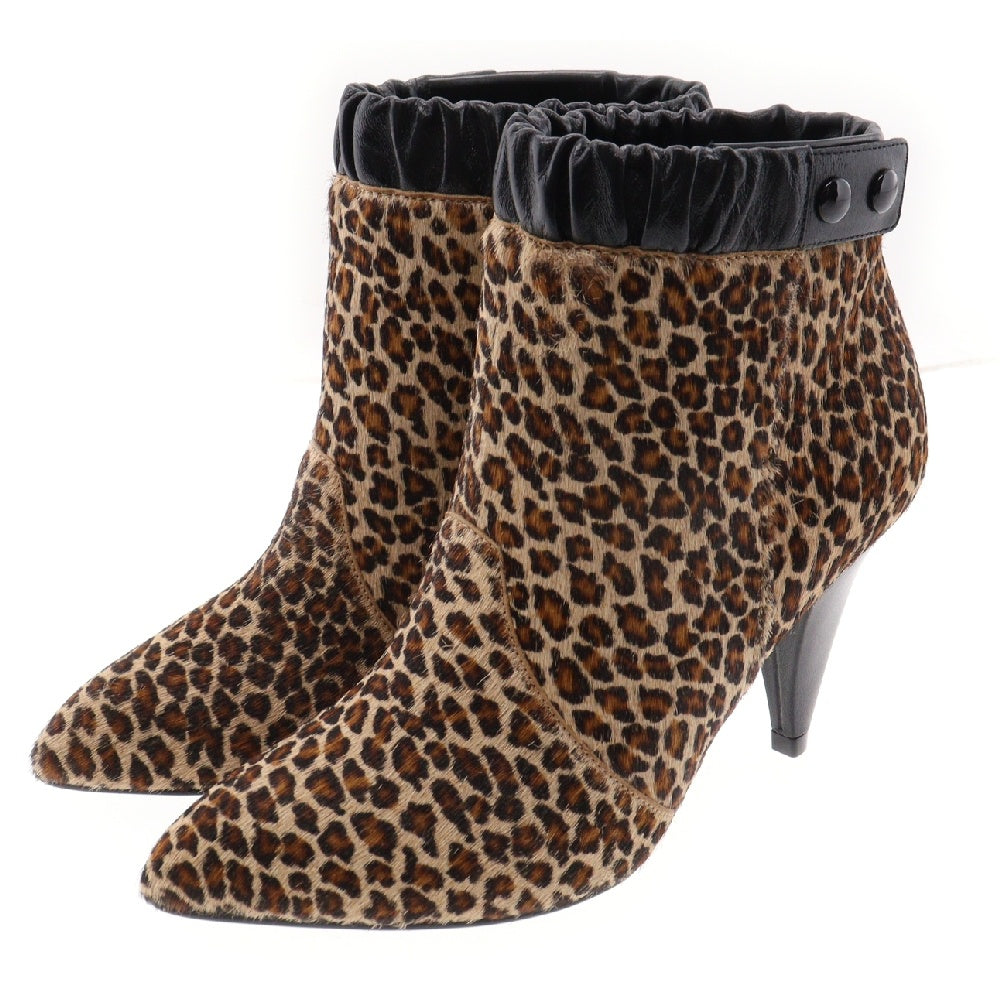 CELINE(セリーヌ) LEOPARD PRINT PONY HAIR CALF BOOT レオパード柄 ポニーヘアレザー ショートブーツ ブラウン/ブラック レディース
