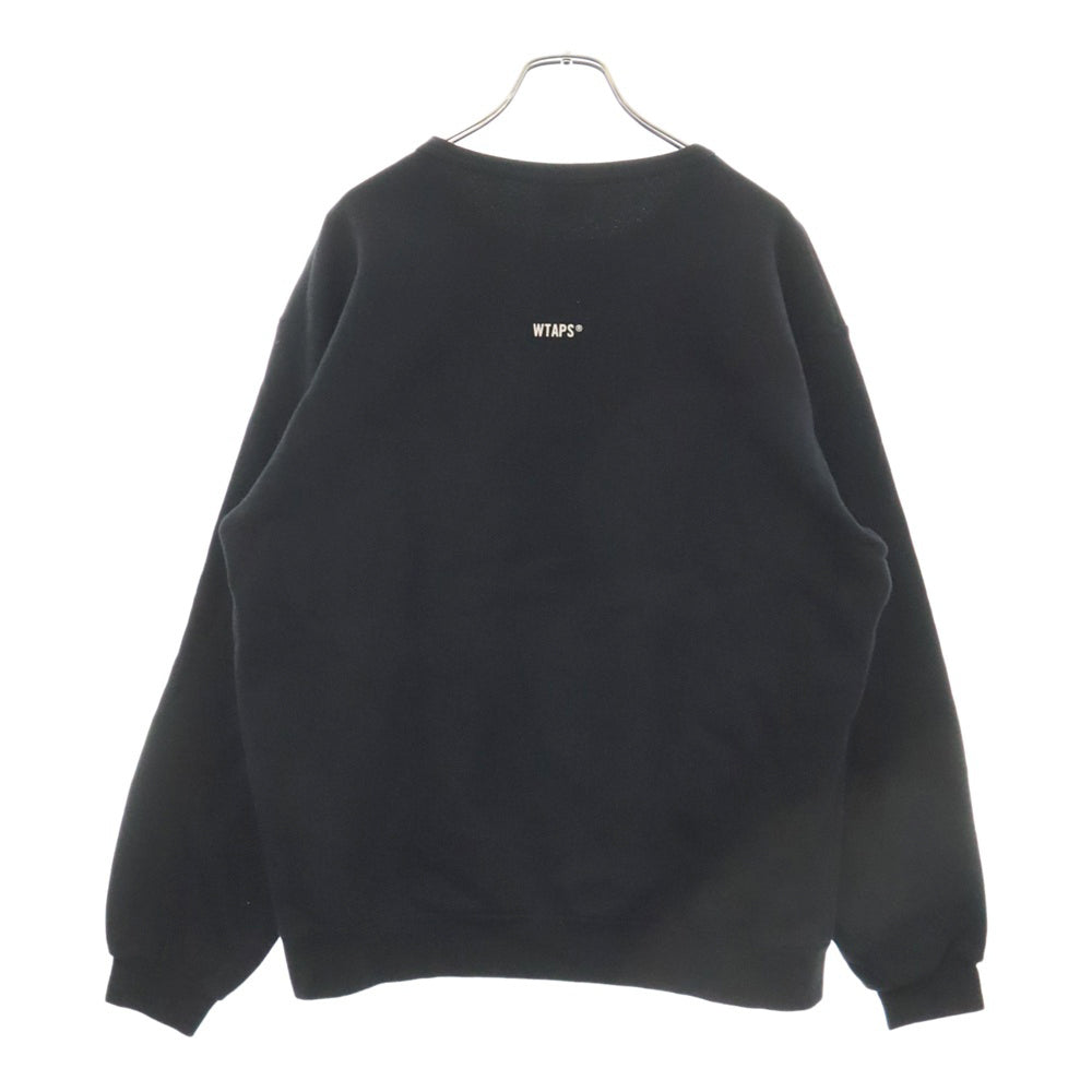 WTAPS(ダブルタップス) 19AW SYSTEM/SWEATSHIRT.COTTON システム コットン ロゴエンブロイダリー クルーネック 長袖 スウェット トレーナー ブラック 192ATDT-CP01S