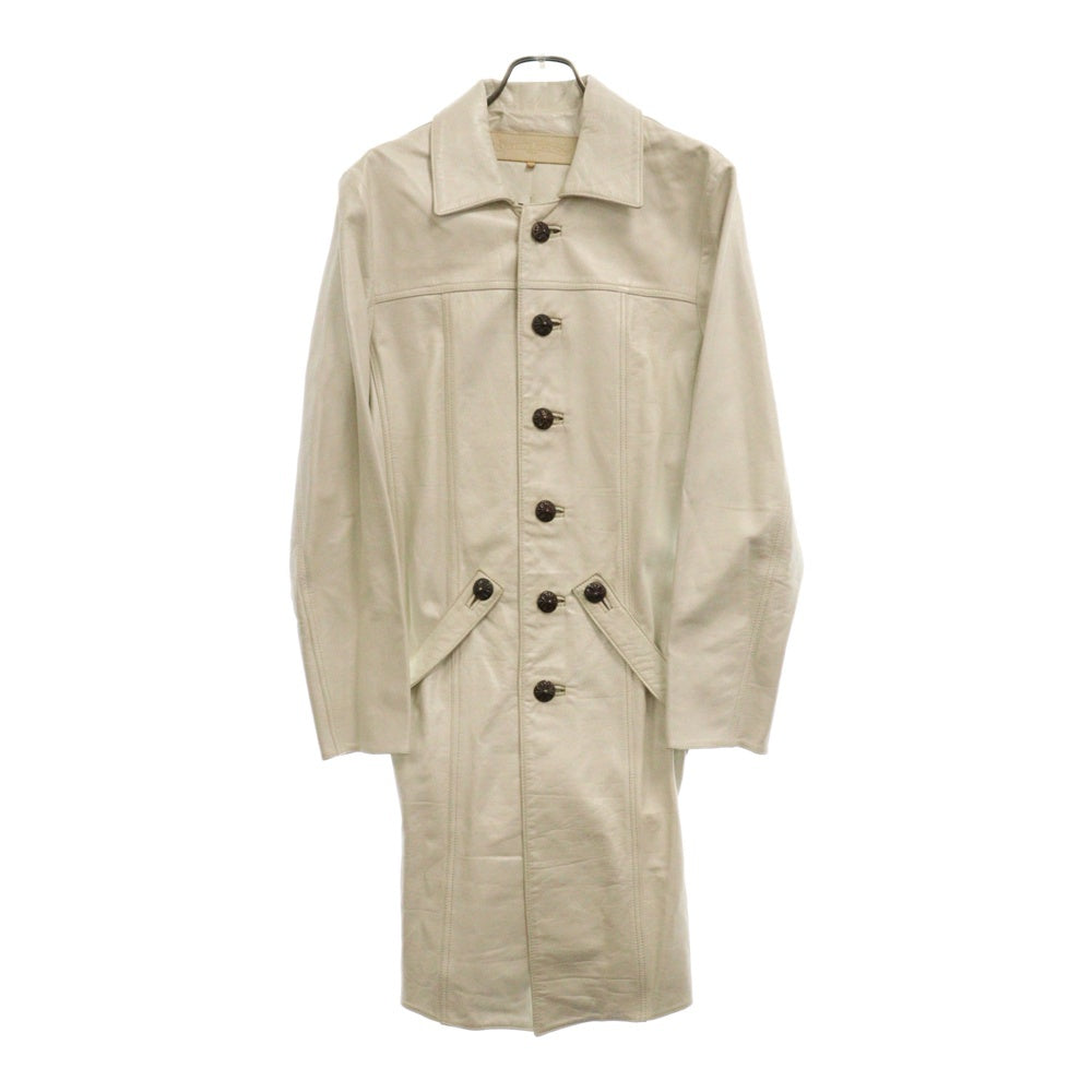 CHROME HEARTS(クロムハーツ) 8BTN LEATHER COAT クロスボールボタン スリムデザイン レザーコート ホワイト