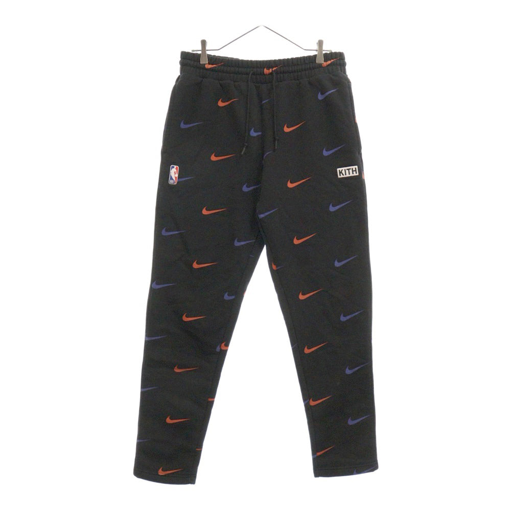 NIKE(ナイキ) ×KITH AOP FLEECE PANT キス スウォッシュプリント コットン スウェットパンツ ブラック CZ1792-010