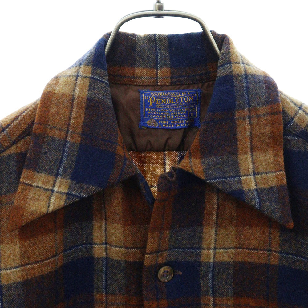 PENDLETON(ペンドルトン) 70S チェック柄 ウール フランネル 長袖シャツ ロングスリーブ ブラウン