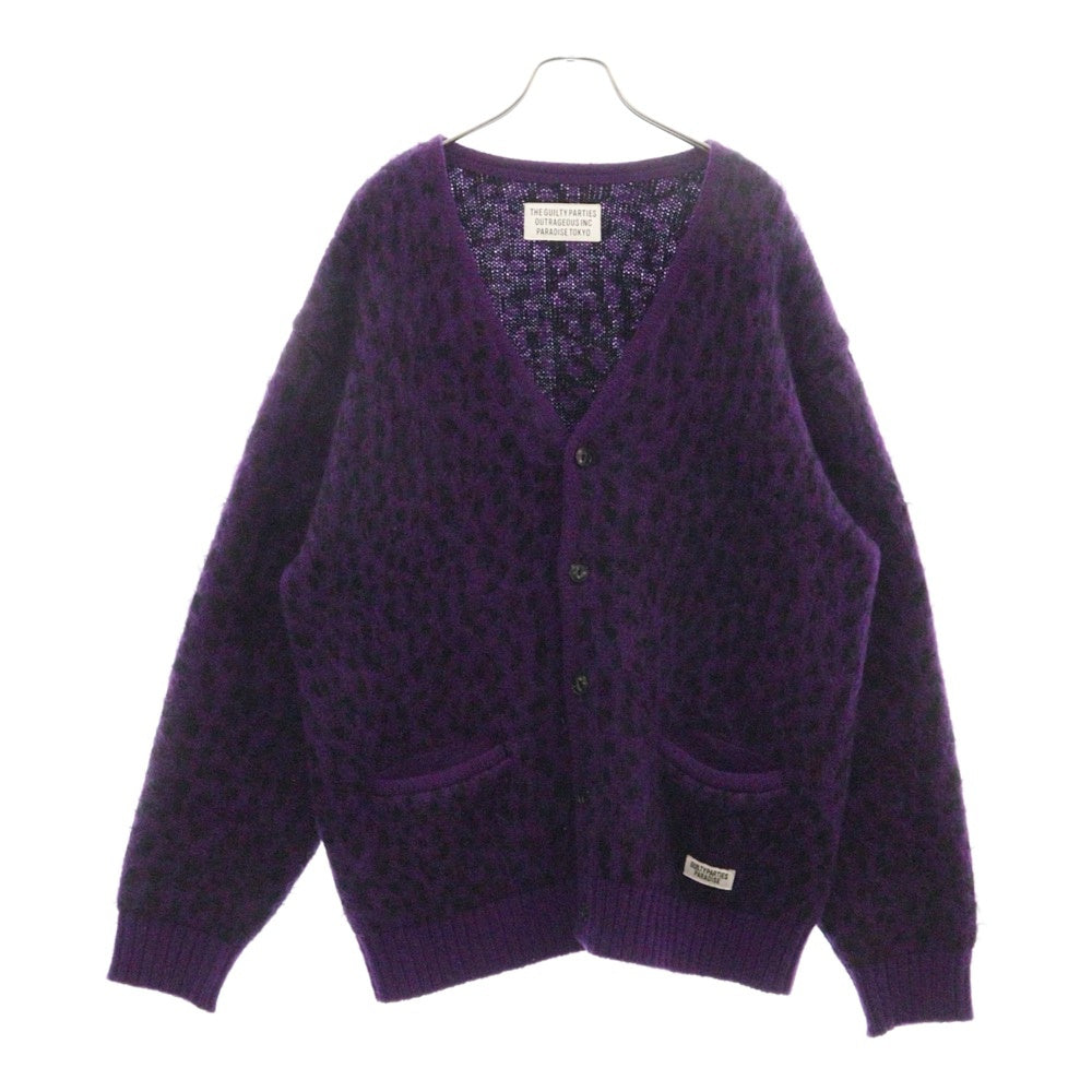WACKO MARIA(ワコマリア) 22AW LEOPARD HEAVY MOHAIR CARDIGAN レオパード モヘアカーディガン 22FW-WMK-KN07 パープル