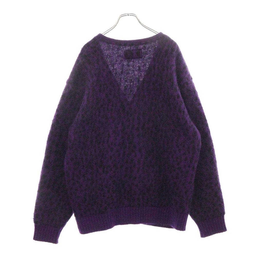 WACKO MARIA(ワコマリア) 22AW LEOPARD HEAVY MOHAIR CARDIGAN レオパード モヘアカーディガン 22FW-WMK-KN07 パープル