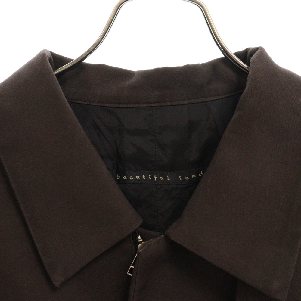 my beautiful land let(マイビューティフルランドレット) STRETCH DOUBLE CLOTH BLOUSON ストレッチダブルクロースブルゾン ジップアップジャケット ブラウン WM05-BZ202051