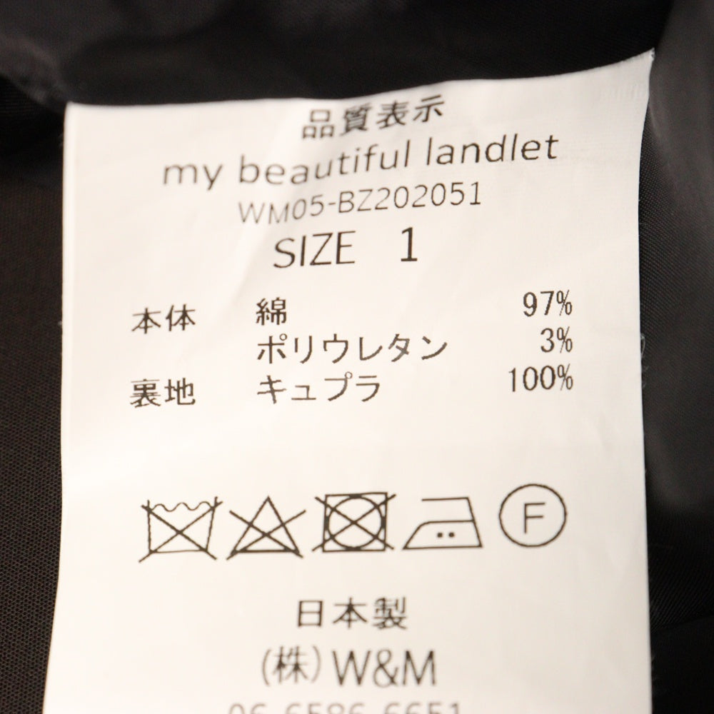my beautiful land let(マイビューティフルランドレット) STRETCH DOUBLE CLOTH BLOUSON ストレッチダブルクロースブルゾン ジップアップジャケット ブラウン WM05-BZ202051