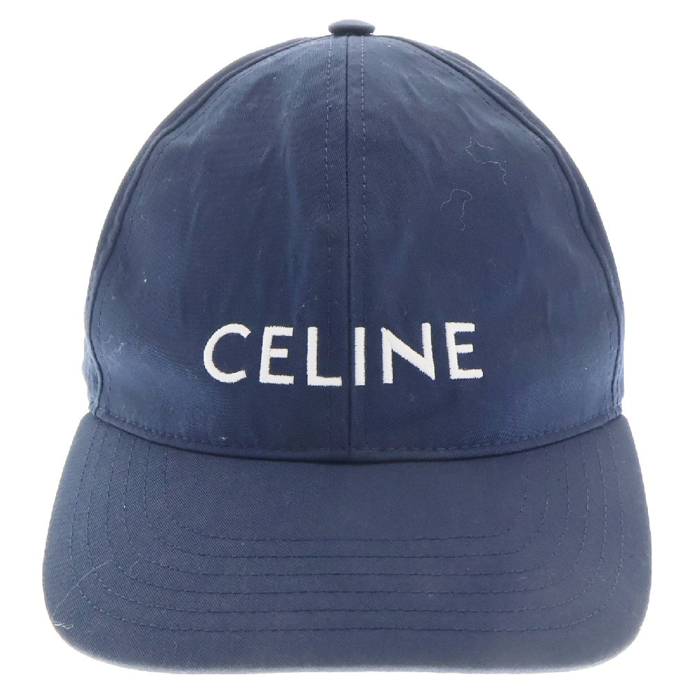 CELINE(セリーヌ) フロントロゴ刺繍 コットン ベースボールキャップ 帽子 ネイビー 2AUA1969P