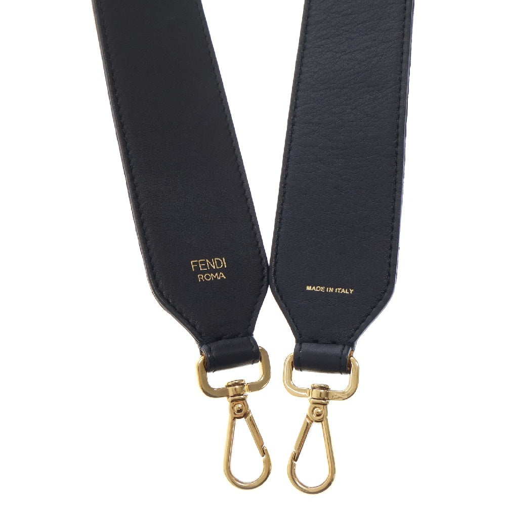 FENDI(フェンディ) シェイブド加工 ズッカ柄 レザー ストラップユー ショルダーストラップ ブラウン/ブラック レディース 8AV077
