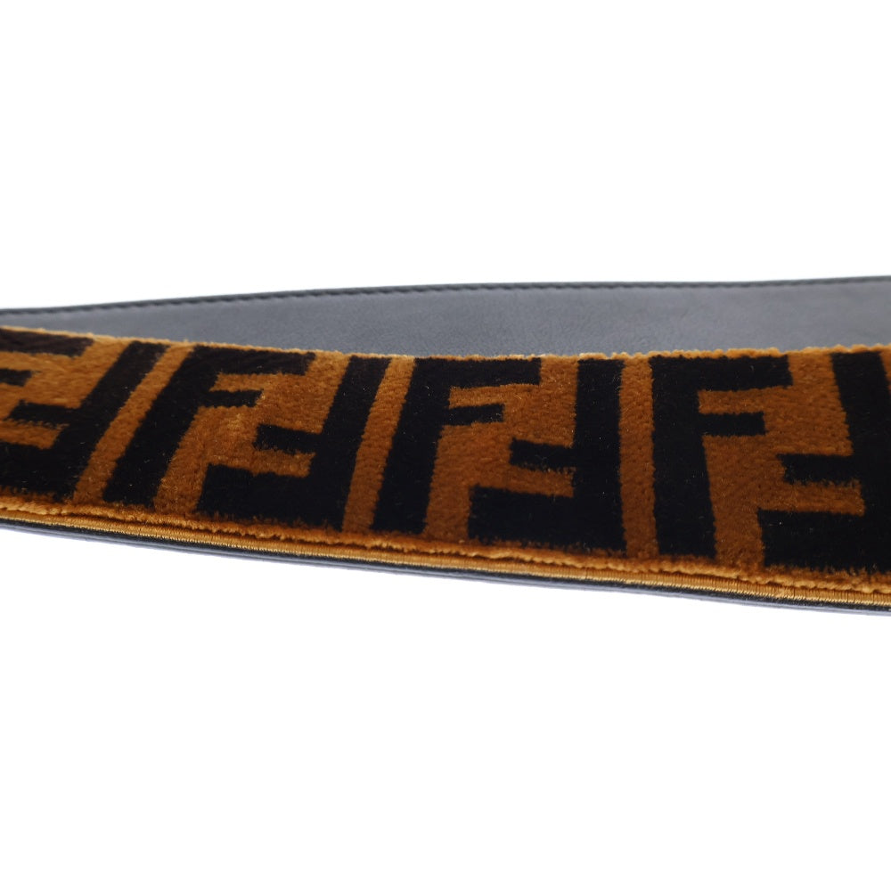 FENDI(フェンディ) シェイブド加工 ズッカ柄 レザー ストラップユー ショルダーストラップ ブラウン/ブラック レディース 8AV077