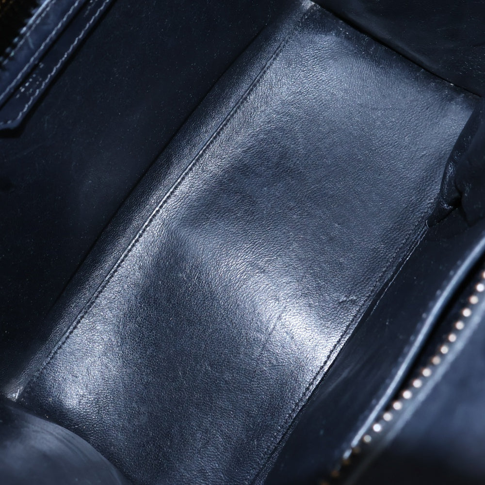 CELINE(セリーヌ) ラゲージ マイクロ ショッパー キャンバス カーフレザー ハンドバッグ ブラック/レッド レディース 167792XSI S-GA-3185