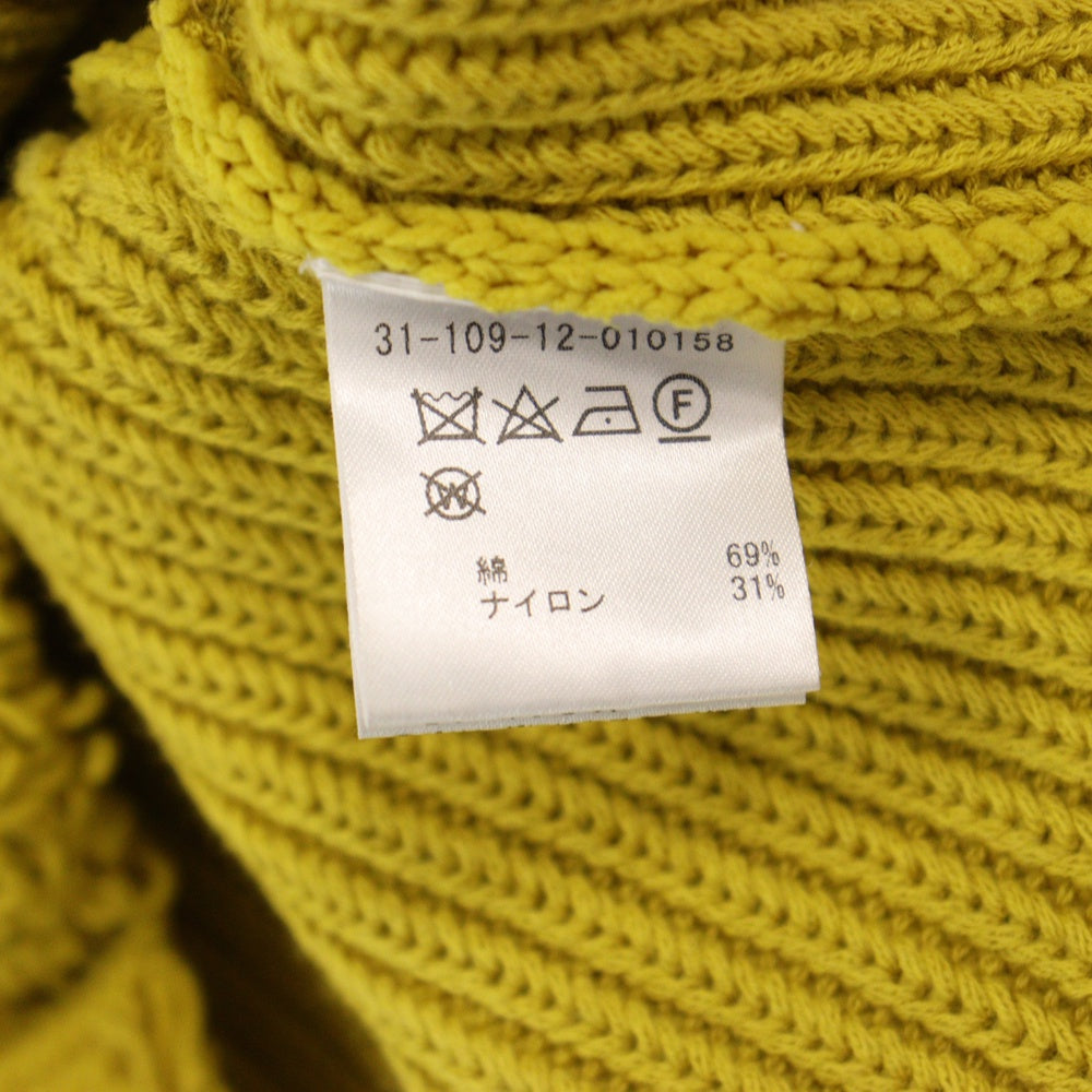 ESTNATION(エストネーション) ダメージ加工 クロップド クルーネック ロングスリーブ 長袖 ニット セーター イエロー レディース 31-109-12-010158