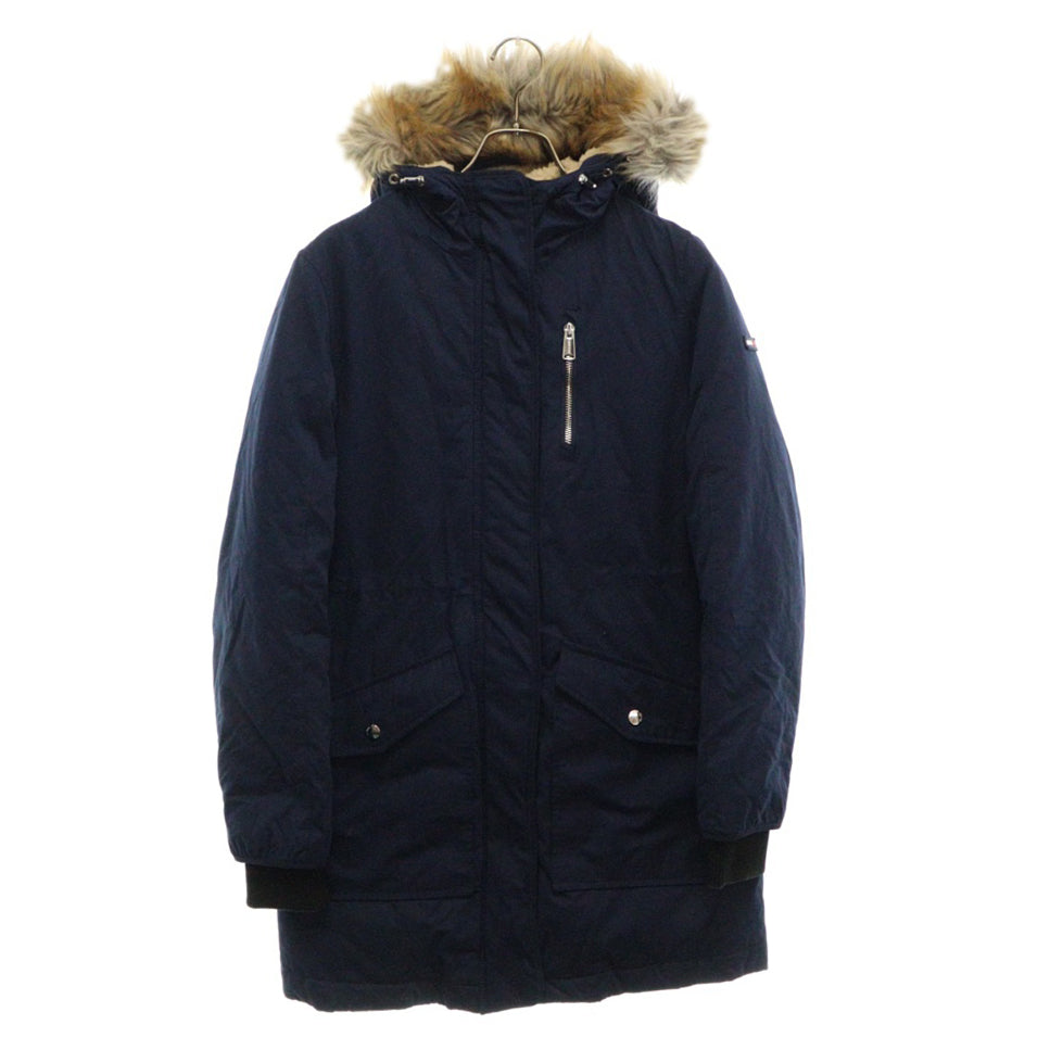 TOMMY JEANS(トミージーンズ) フーデッド 裏地ボア切替 中綿 ジップアップジャケット ネイビー