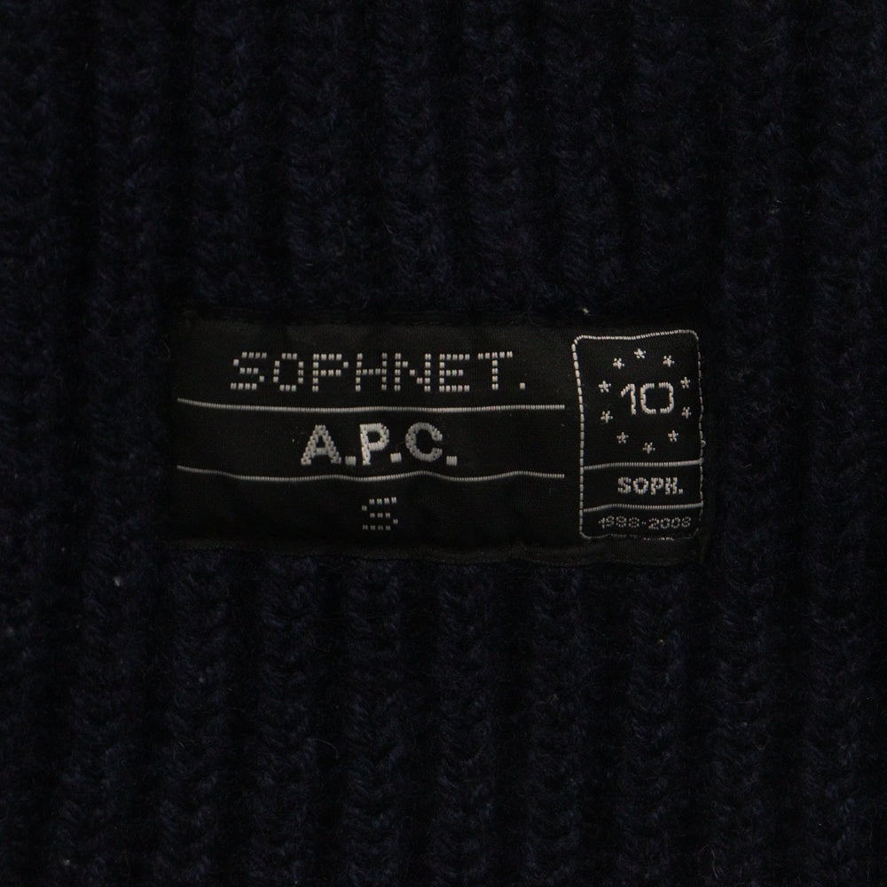 SOPHNET.(ソフネット) ×A.P.C. アーペーセー スリーブライン ハイゲージニットジャケット カーディガン ネイビー SOPH-091131