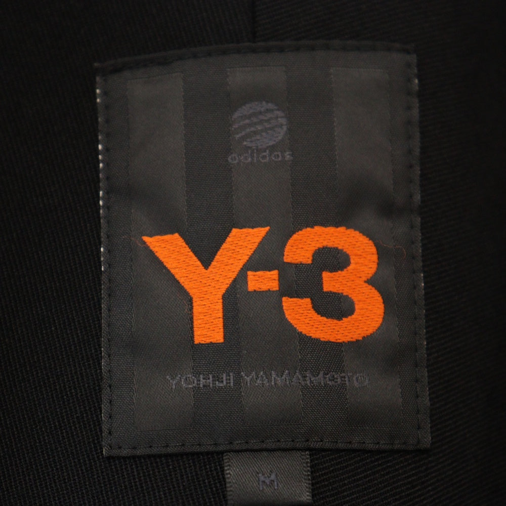 Y-3(ワイスリー) ウール ストライプデザイン マルチポケット 3B ロングテーラードジャケット ブラック