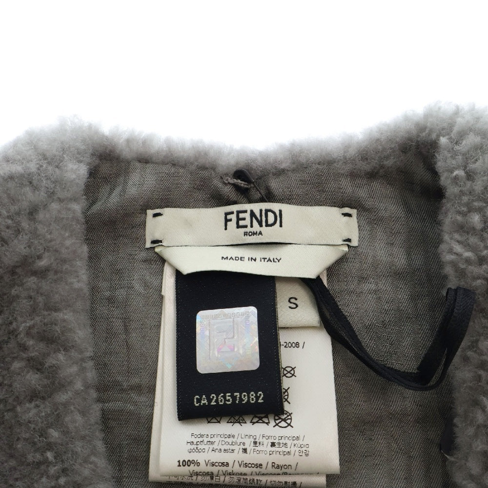 FENDI(フェンディ) バイカラー 付け襟 ムートンマフラー グレー/グリーン レディース AP12-14-68