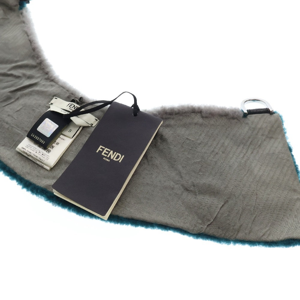 FENDI(フェンディ) バイカラー 付け襟 ムートンマフラー グレー/グリーン レディース AP12-14-68