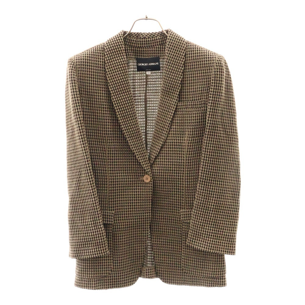 GIORGIO ARMANI(ジョルジオアルマーニ) BORGO21 ジャガード織 総柄 ショールカラー スモーキングジャケット カーキ レディース