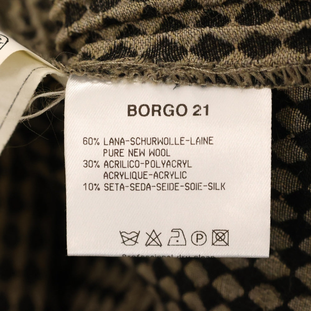 GIORGIO ARMANI(ジョルジオアルマーニ) BORGO21 ジャガード織 総柄 ショールカラー スモーキングジャケット カーキ レディース