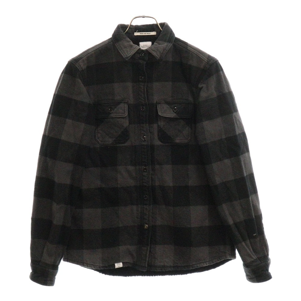 BEDWIN & THE HEARTBREAKERS(ベドウィンアンドザハートブレーカーズ) BUFFALO CHECK FLANNEL SHIRT バッファローチェック 裏ボア フランネル長袖シャツ ブラック/グレー レディース