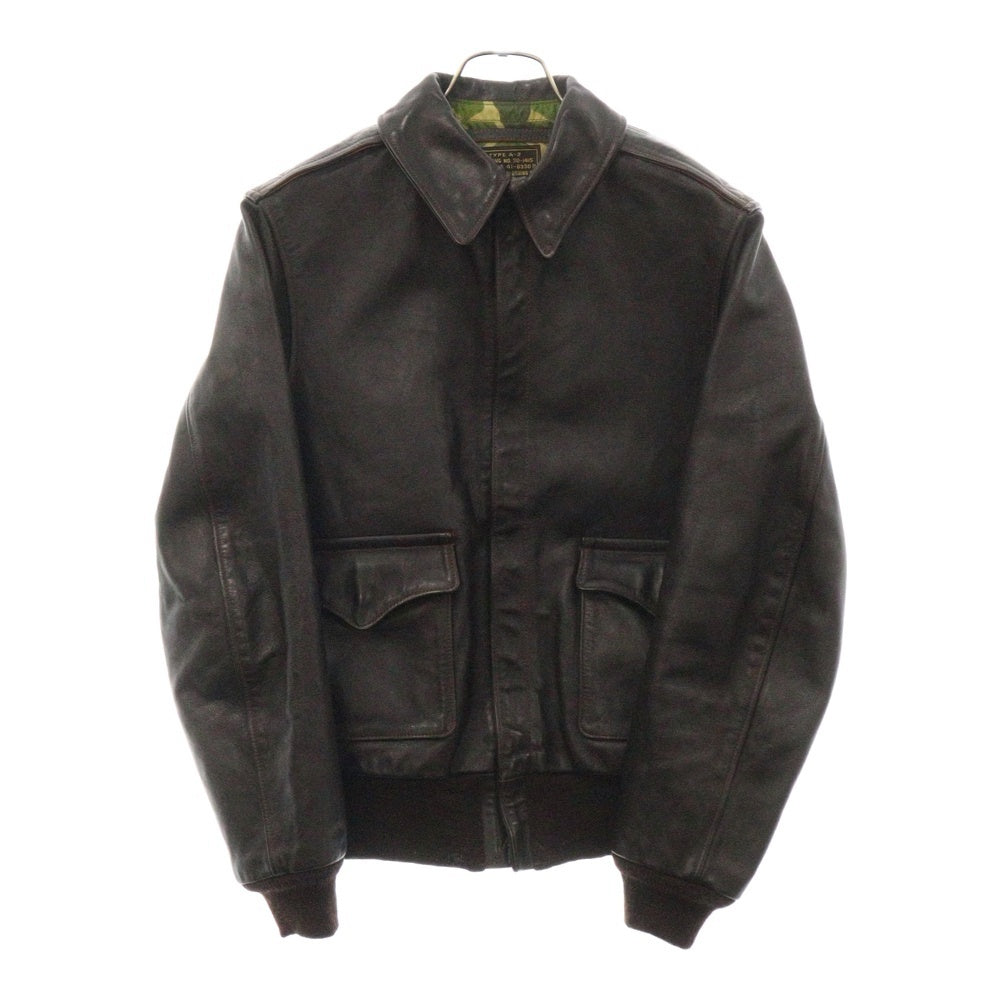 THE REAL McCOY'S(ザリアルマッコイ) A-2 PARACHUTE CAMOUFLAGE LINING シングル レザー ジャケット ブラウン 30‐1415