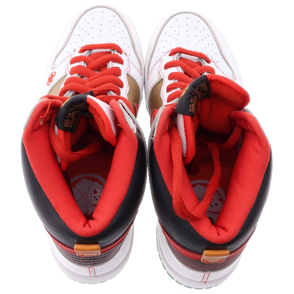 NIKE SB(ナイキエスビー) 【観賞用 2007年製】DUNK HIGH MONEY CAT ダンクハイ 招き猫 マネーキャット ハイカットスニーカー ホワイト/レッド/ゴールド US9.5/27.5cm 305050-162