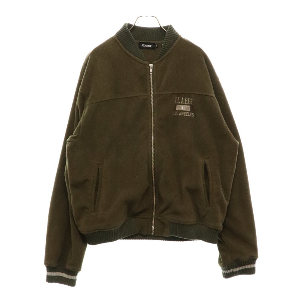 X-LARGE(エクストララージ) カレッジロゴ ジップアップ フリースジャケット カーキ 101224021014