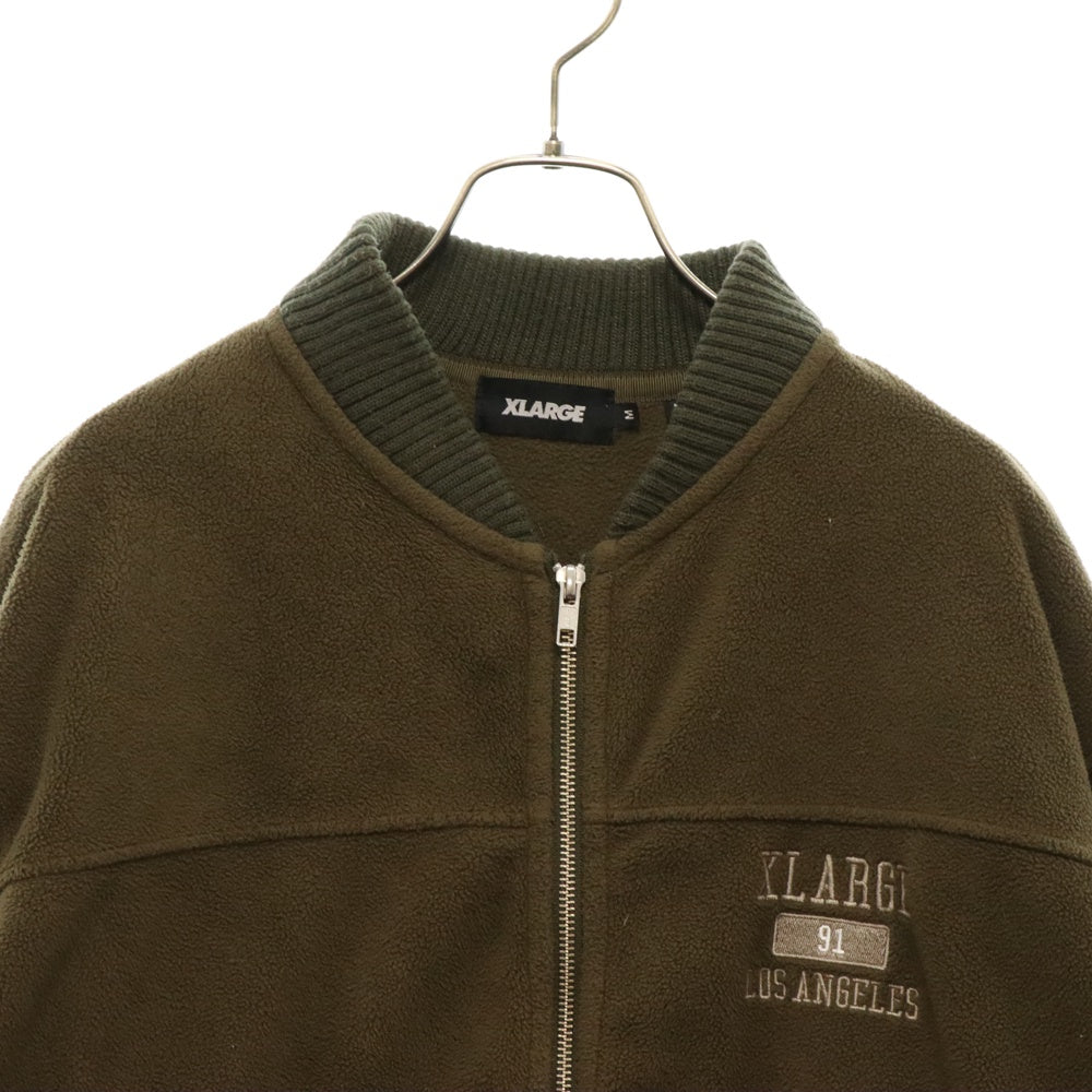 X-LARGE(エクストララージ) カレッジロゴ ジップアップ フリースジャケット カーキ 101224021014