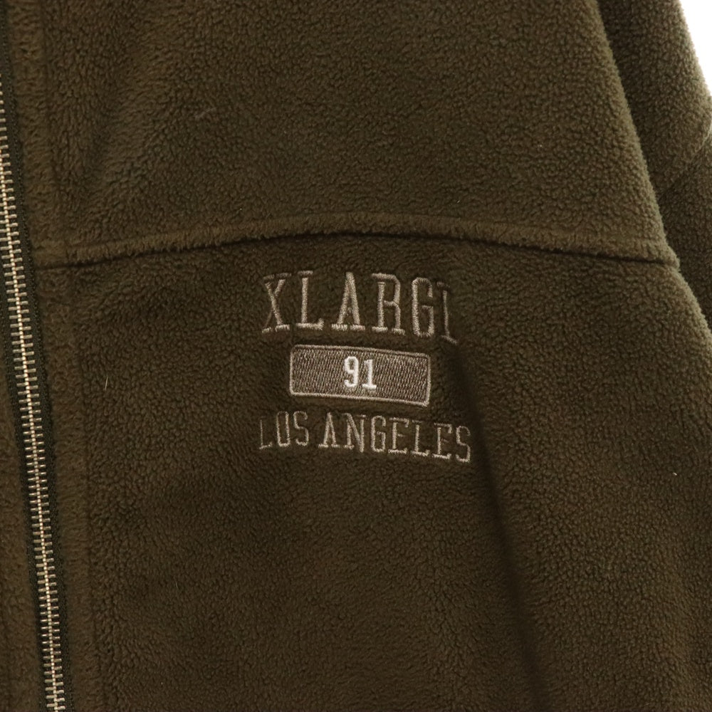 X-LARGE(エクストララージ) カレッジロゴ ジップアップ フリースジャケット カーキ 101224021014