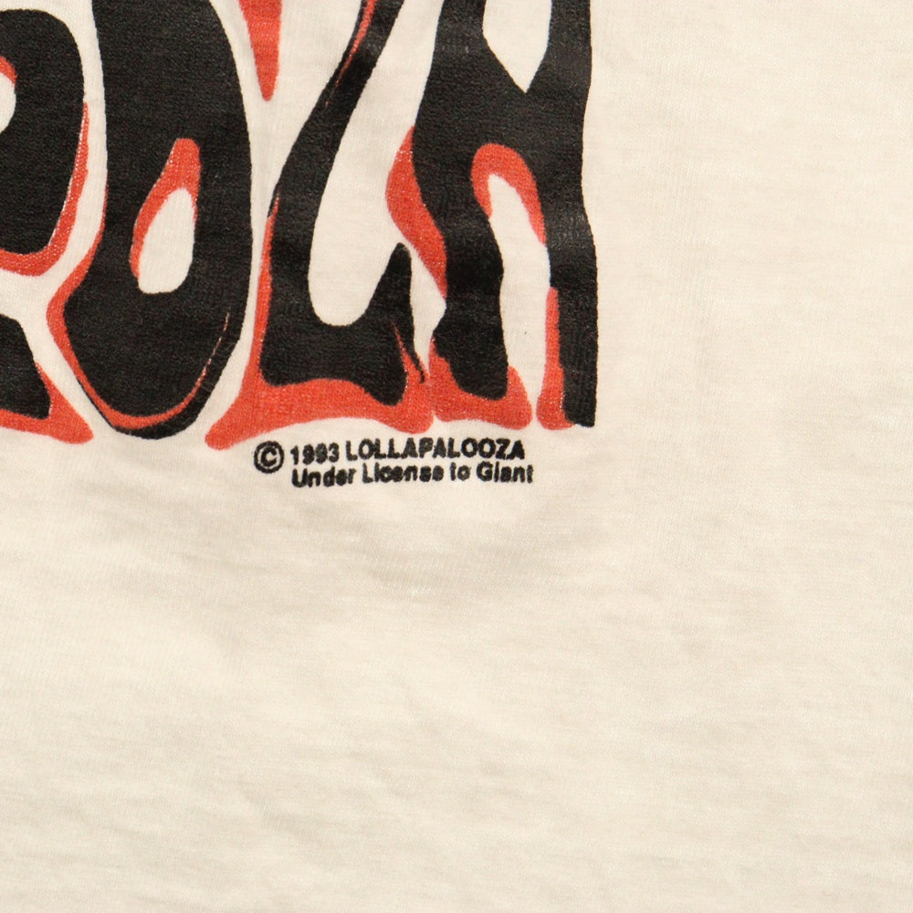 VINTAGE(ヴィンテージ) 90S LOLLAPALOOZA 93年 ロラパルーザ 裾シングル 両面プリント クルーネック 半袖Tシャツ カットソー ホワイト