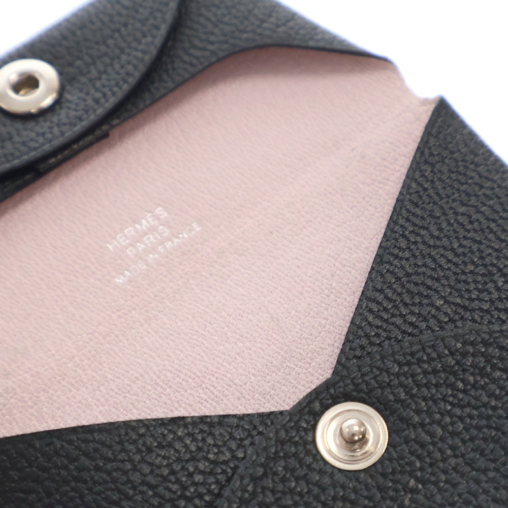 HERMES(エルメス) バスティア バイカラー レザー コインケース コンパクトウォレット ブラック/ピンク