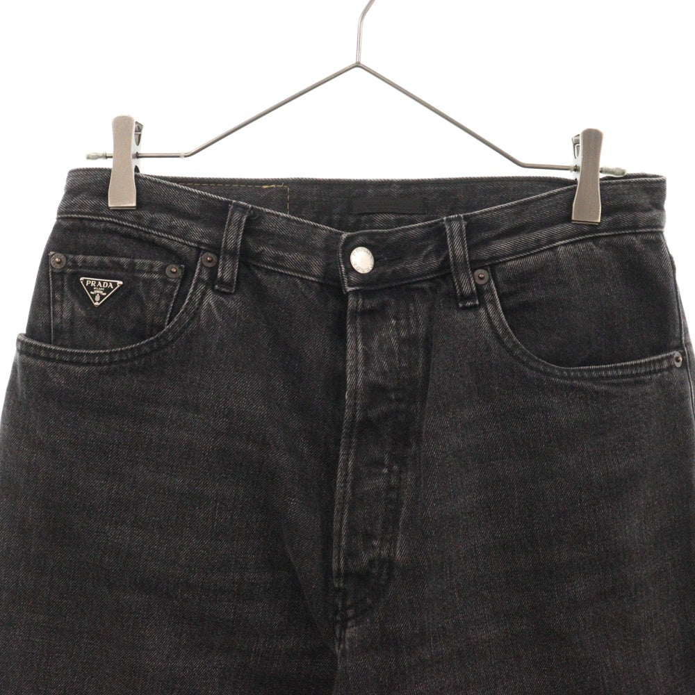 PRADA(プラダ) 23SS トライアングル ロゴ プレート デニム パンツ ブラック GEP351 S231 12K8