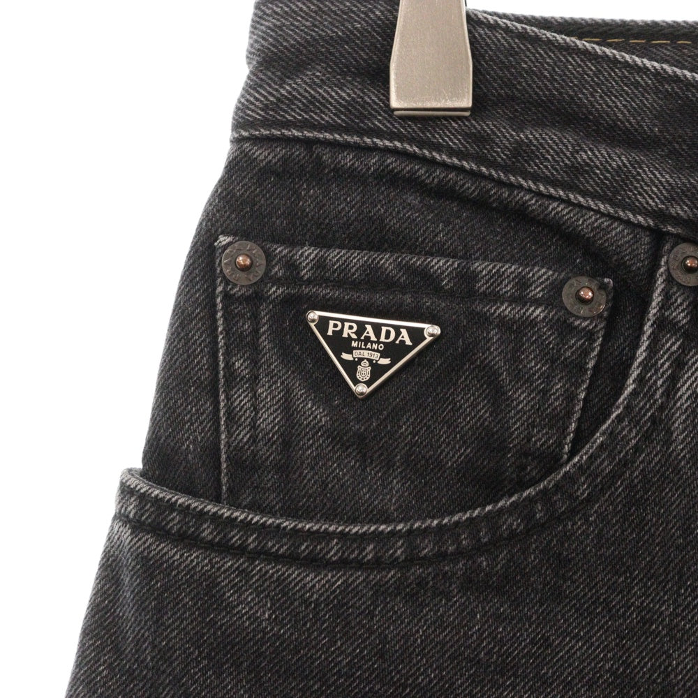 PRADA(プラダ) 23SS トライアングル ロゴ プレート デニム パンツ ブラック GEP351 S231 12K8