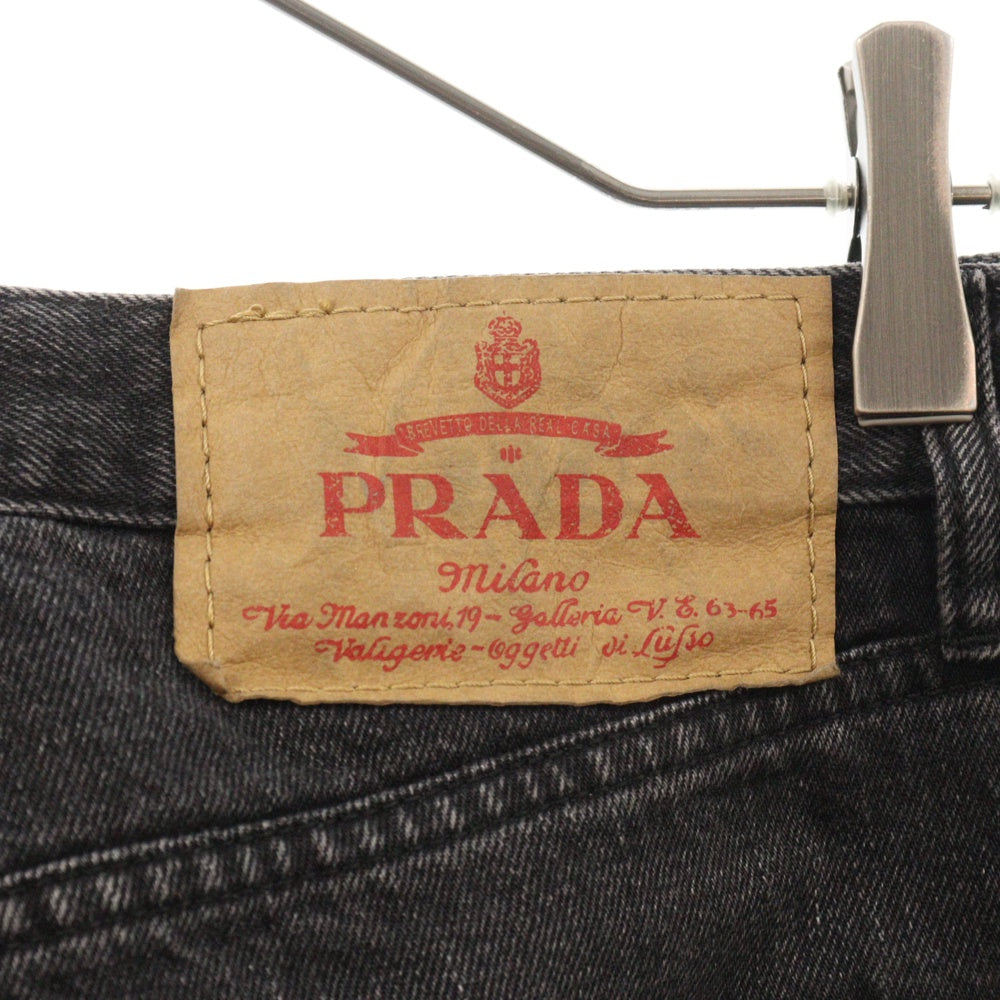 PRADA(プラダ) 23SS トライアングル ロゴ プレート デニム パンツ ブラック GEP351 S231 12K8