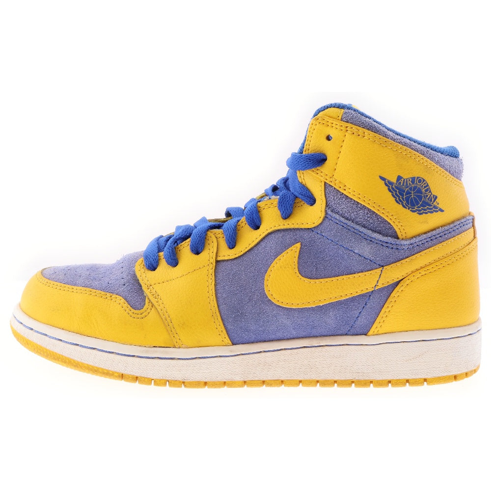 NIKE(ナイキ) 【観賞用 2013年製】 GS AIR JORDAN 1 ウィメンズ エアジョーダン1 レトロ レイニー ハイカットスニーカー ブルー/イエロー US6Y/24cm 575441-707
