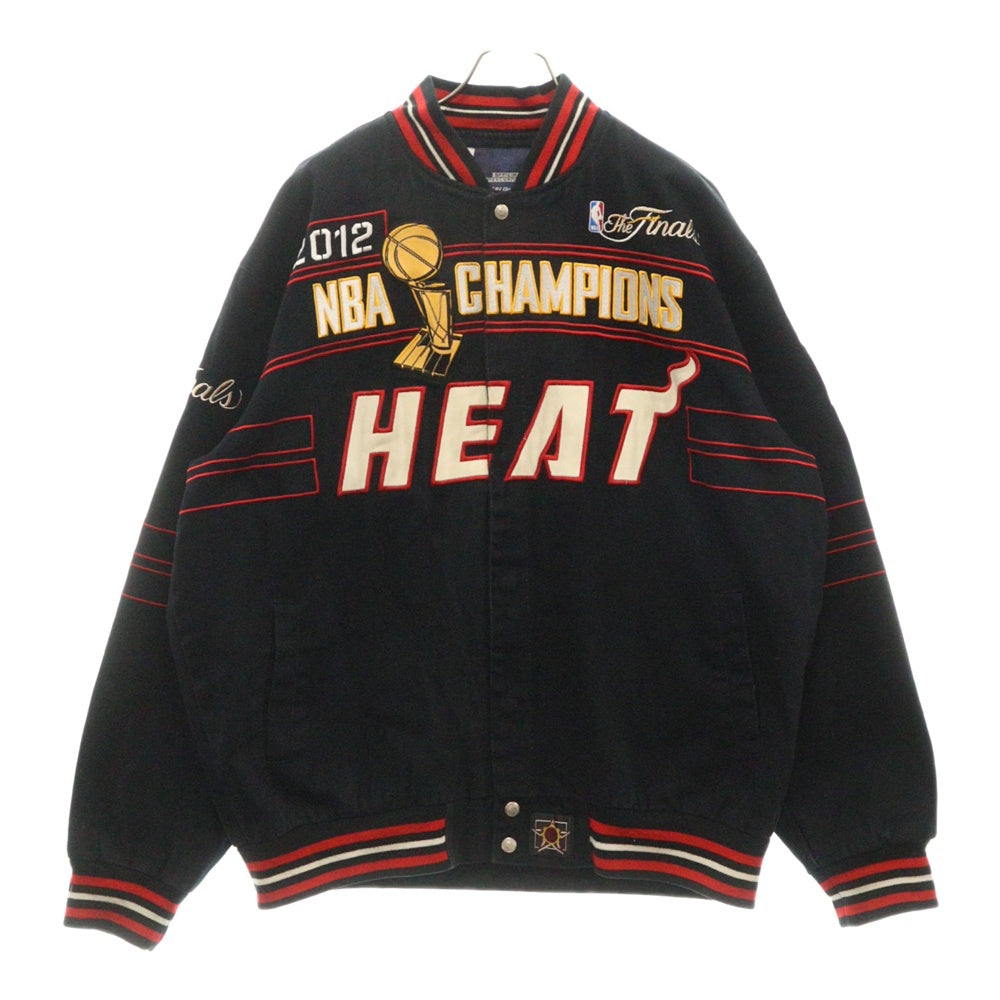 JEFFHAMILTON(ジェフハミルトン) ×NBA 2012 MIAMI HEAT NBA CHAMPION STADIUM JACKET エヌビーエー マイアミヒート NBAチャンピオン スタジャン ブルゾン ジャケット ブラック