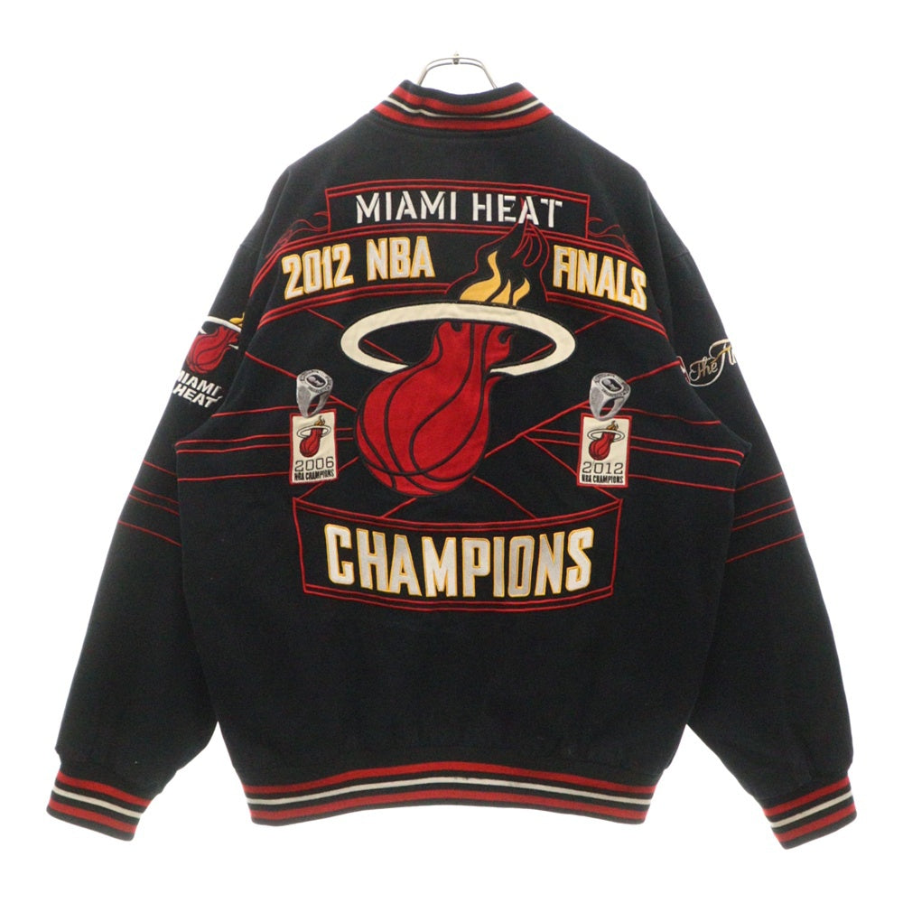 JEFFHAMILTON(ジェフハミルトン) ×NBA 2012 MIAMI HEAT NBA CHAMPION STADIUM JACKET エヌビーエー マイアミヒート NBAチャンピオン スタジャン ブルゾン ジャケット ブラック