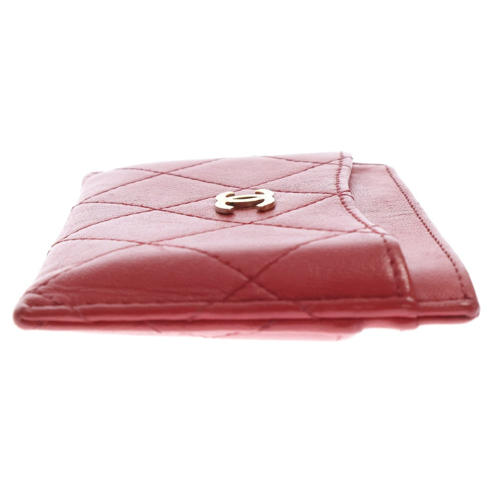CHANEL(シャネル) マトラッセ ココマーク ラムスキン クラシック カードケース レッド レディース 22番台
