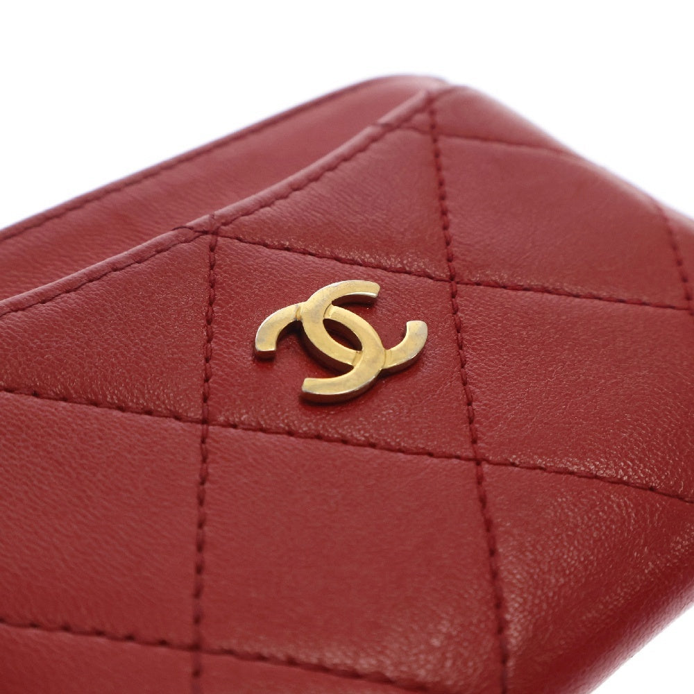 CHANEL(シャネル) マトラッセ ココマーク ラムスキン クラシック カードケース レッド レディース 22番台